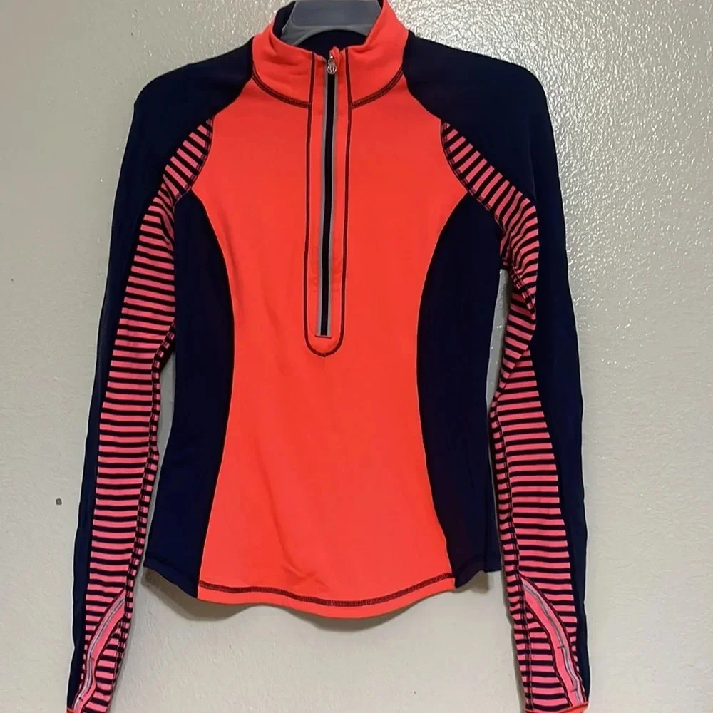 Lululemon Tops 1/2 Zip Up Pullover Sweatshirt Blue Orange size 2 (no tag) b-1